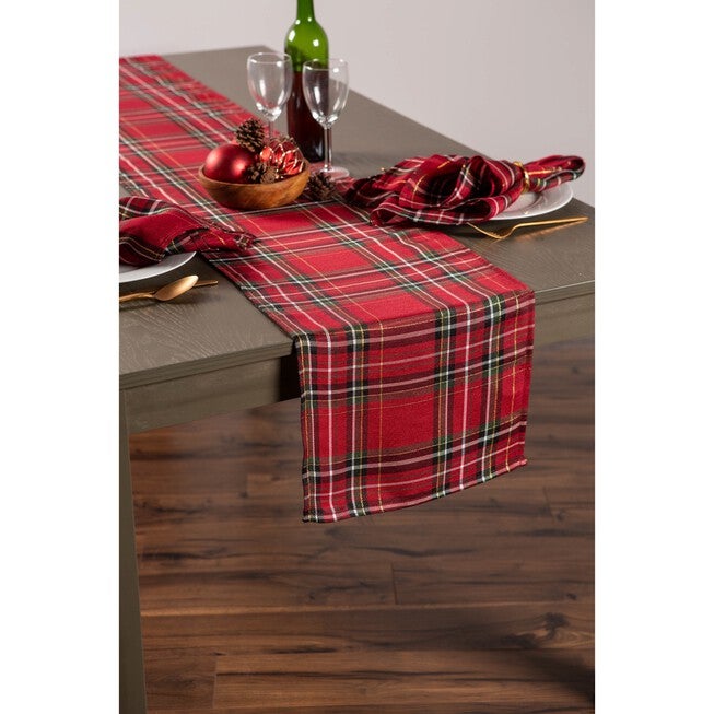 Holiday Metallic Plaid Table Runner 14x72, , alternate image number null