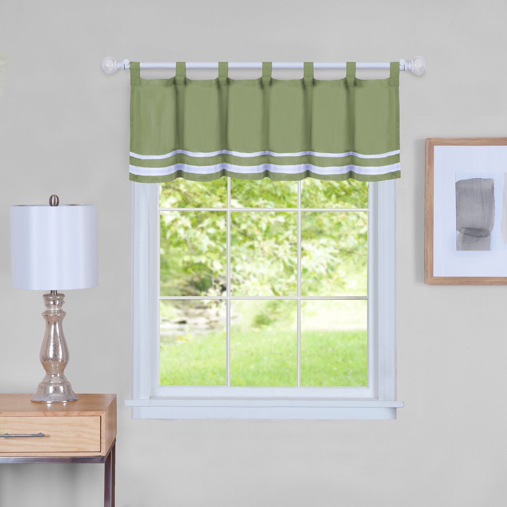 Dakota Window Curtain Valance 58 inches x 14 inches, GREEN, hi-res image number 0