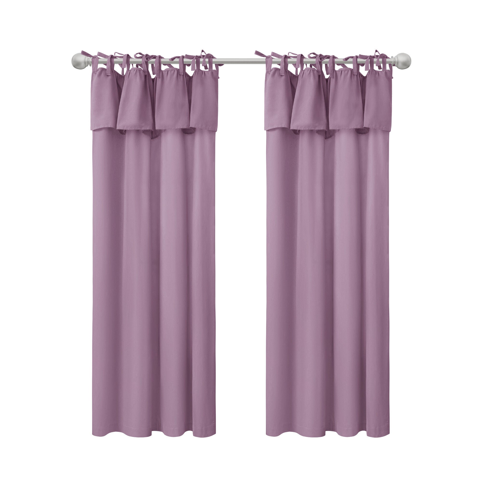 Recycled Cotton Blend Ruffle Tie Top Curtain Pair, BLEACHED MAUVE, alternate image number 6
