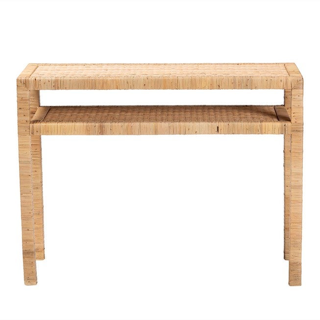 Kalimantan Bohemian Light Honey Rattan And Acacia Wood Console Table, , on-hover image number null