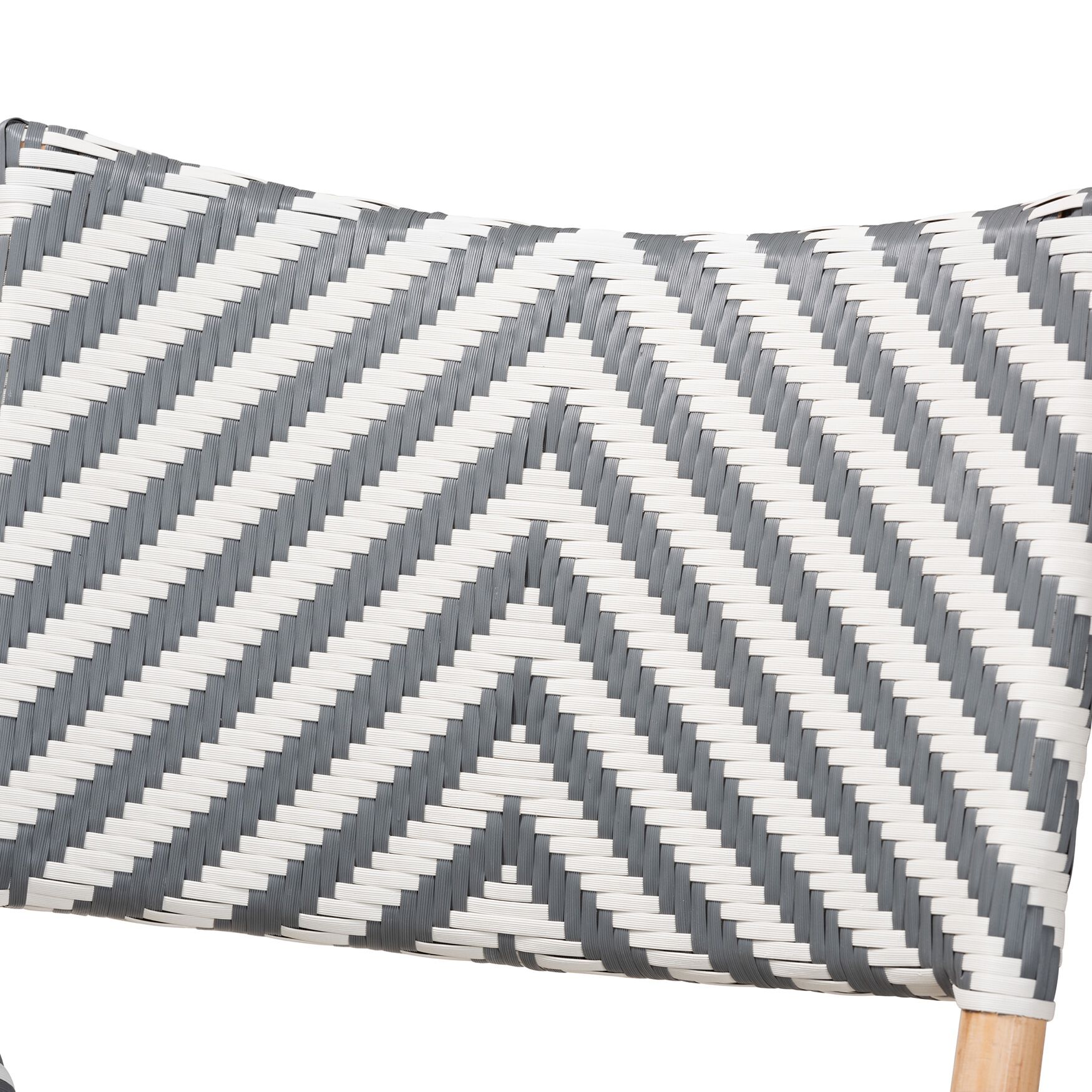 Shai Modern French Grey And White Weaving And Natural Rattan Bistro Chair, , alternate image number 4