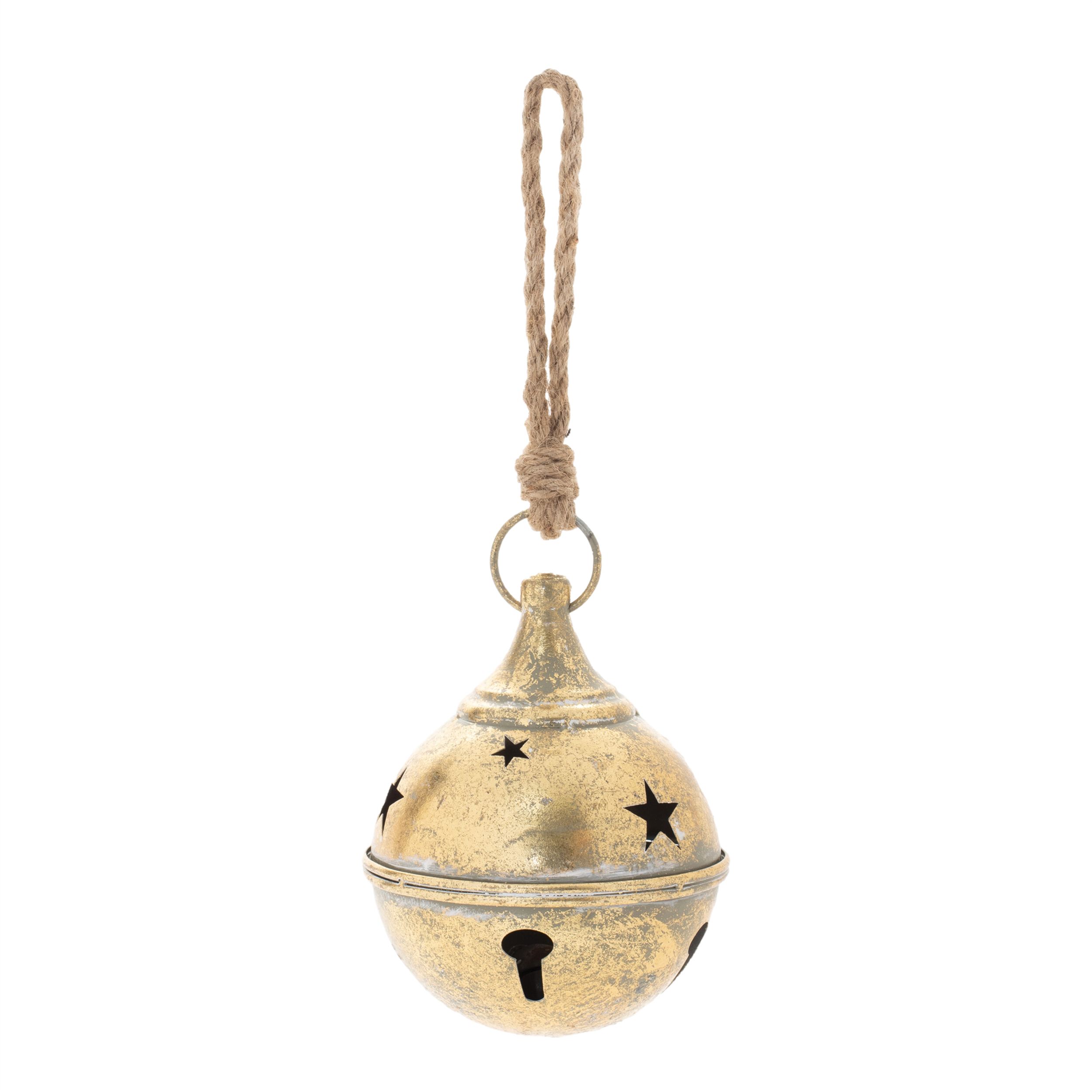 Distressed Metal Bell Ornament (Set of 4), GOLD BROWN, hi-res image number 0