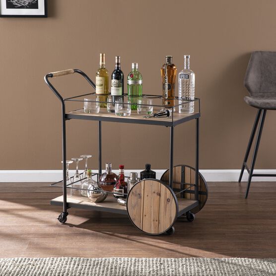 Pemton Reclaimed Wood Bar Cart, NATURAL, hi-res image number null