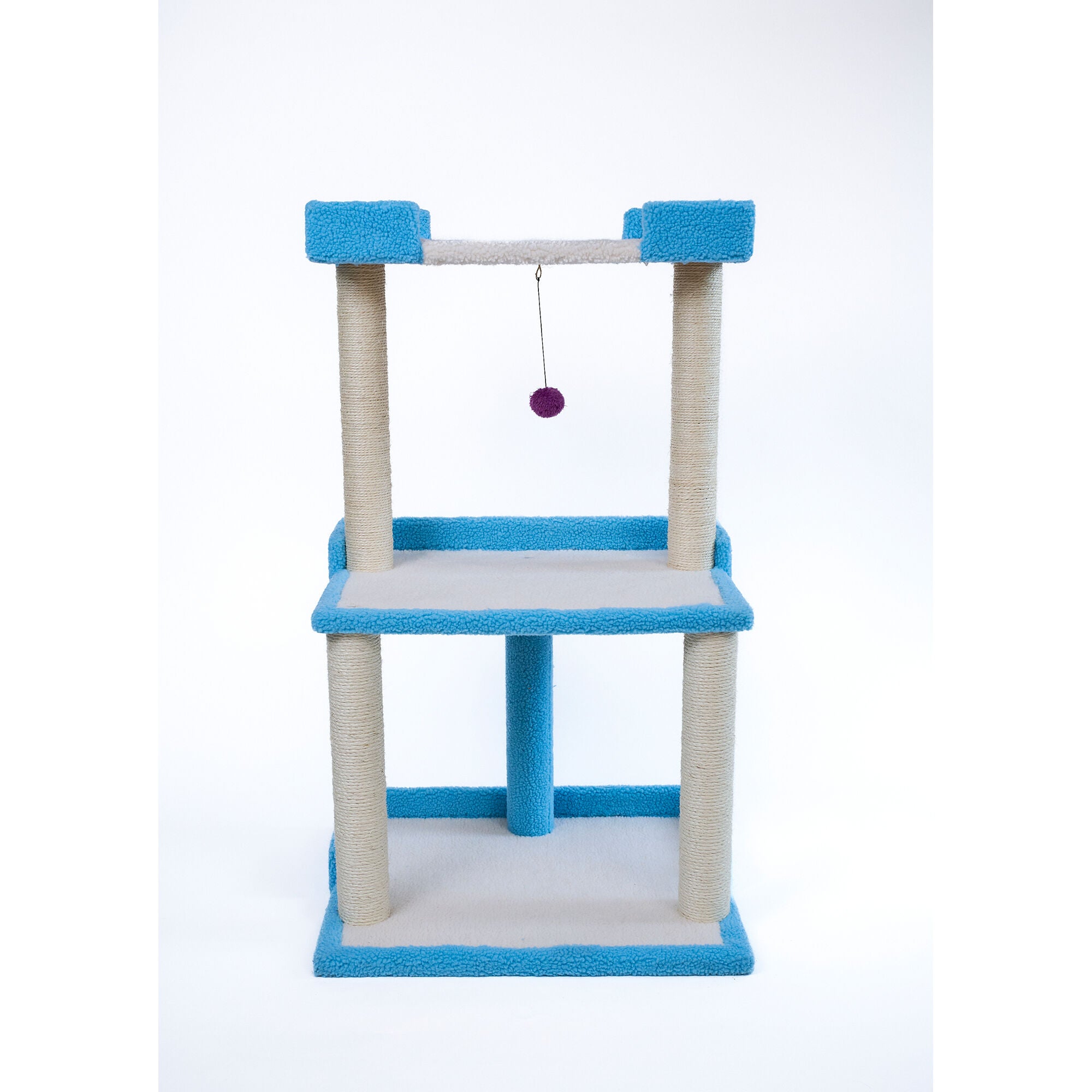 Armarkat Cat Tree for Large Cats: 41 inches Real Wood Tower with Scratching Posts And Perches, SKY BLUE, alternate image number 4