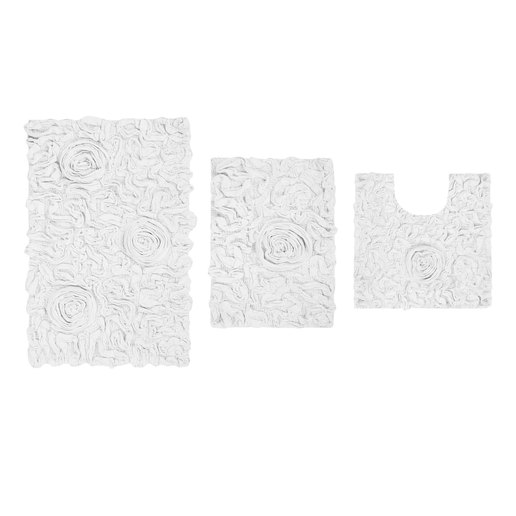 Bellflower 3-Pc. Bath Rug Set, WHITE, hi-res image number 0
