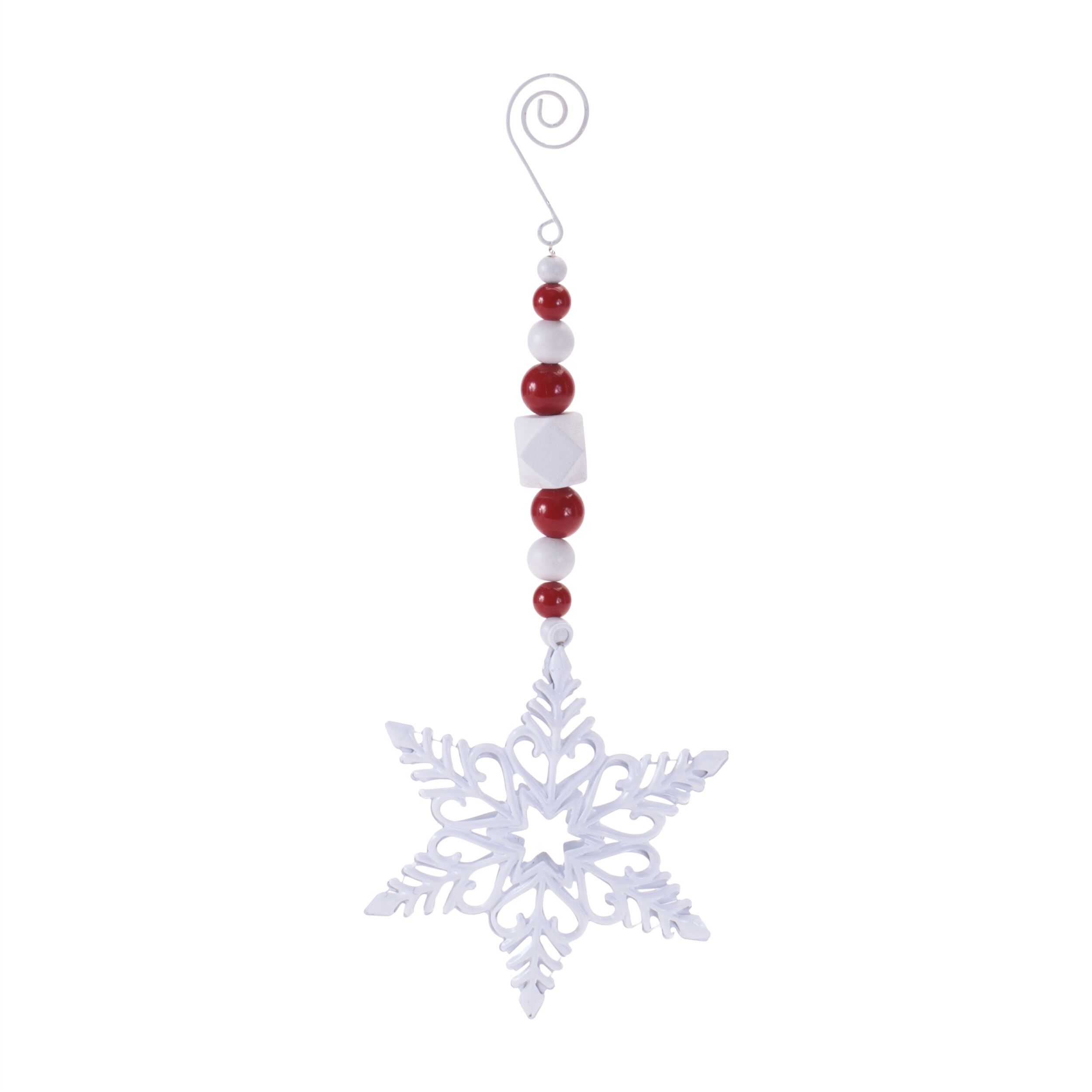 Snowflake Drop Ornaments (Set of 6), WHITE RED, alternate image number 2
