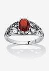 Sterling Silver Swirl Simulated Birthstone Ring, JANUARY, hi-res image number null