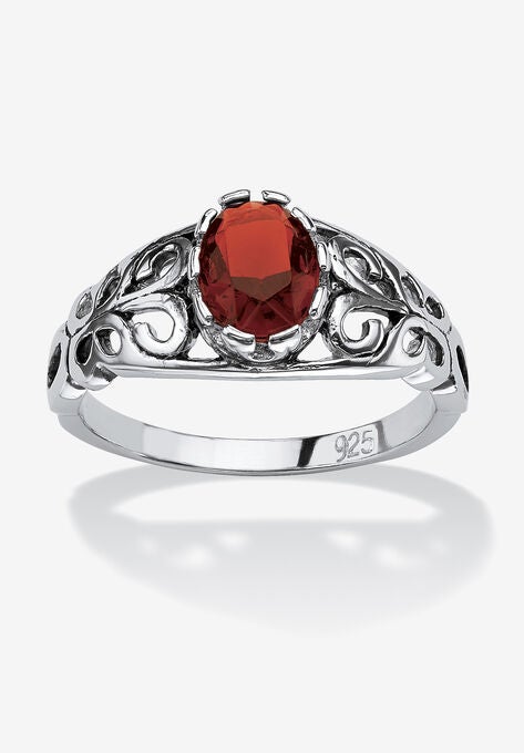 Sterling Silver Swirl Simulated Birthstone Ring, JANUARY, hi-res image number null
