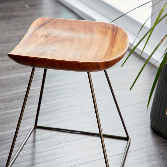 Brown Iron Rustic Stool, , alternate image number 3