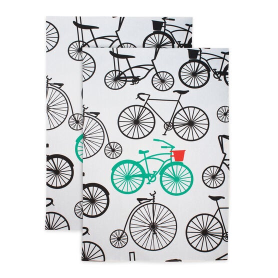 Motion Designer Print Kitchen Dish Towel, Set 2, BLACK WHITE SURF, hi-res image number null