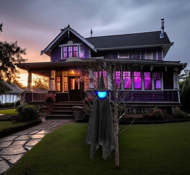 60 inches Pre-Lit 2-in-1 Hanging Witch, , alternate image number 3