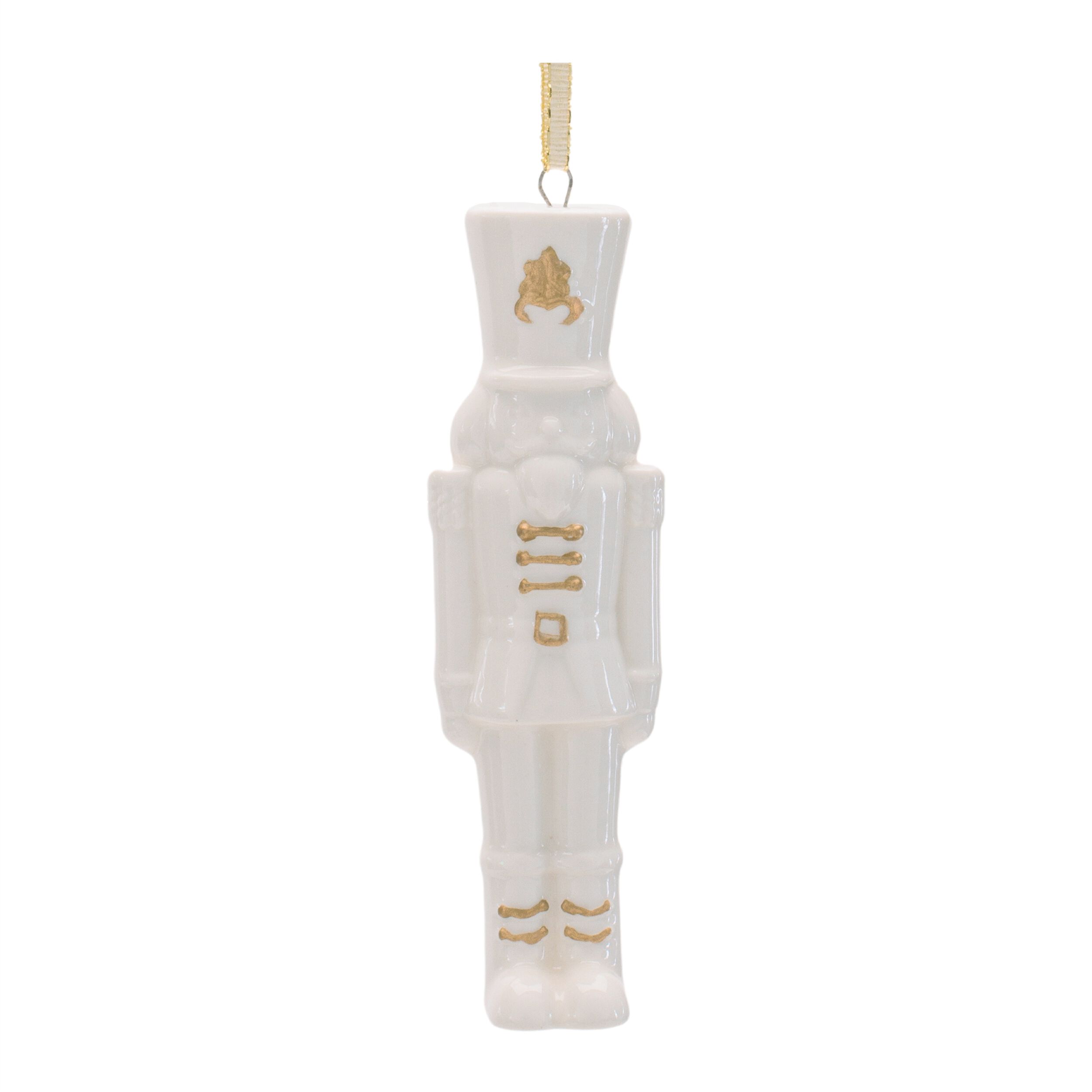 Porcelain Nutcracker Ornament with Gold Accents (Set of 12), WHITE, hi-res image number 0