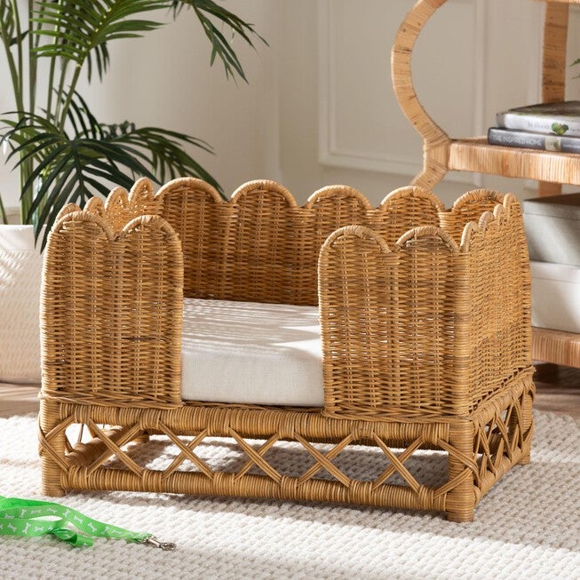 Palm Bohemian Light Honey Rattan Pet Bed, LIGHT, hi-res image number null
