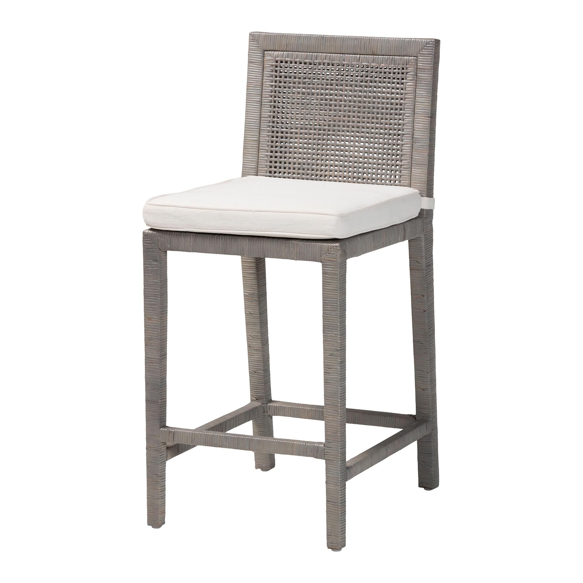 Sofia Natural Rattan Counter Stool, GREY, alternate image number 1
