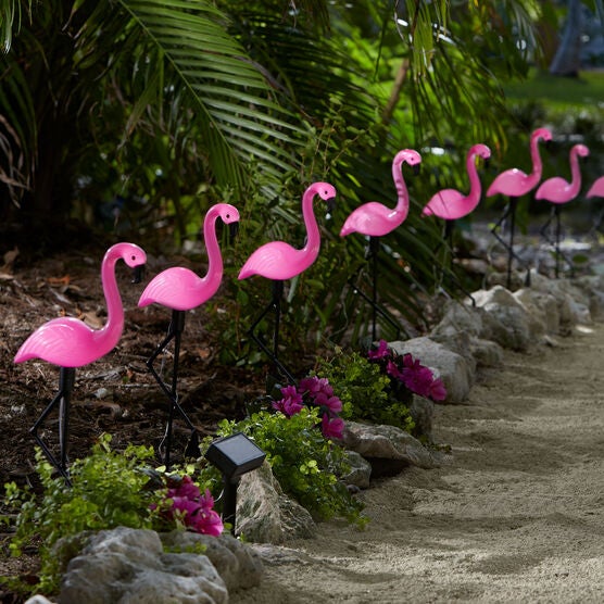Flamingo Solar Stake Lights, Set of 10, MULTI, hi-res image number null