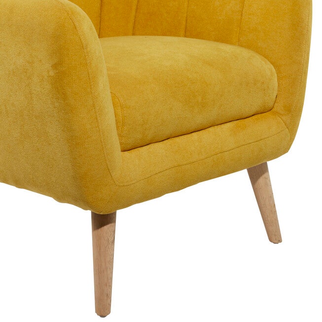 Yellow Polyester And Wood Modern Accent Chair Accent Chair, , alternate image number null