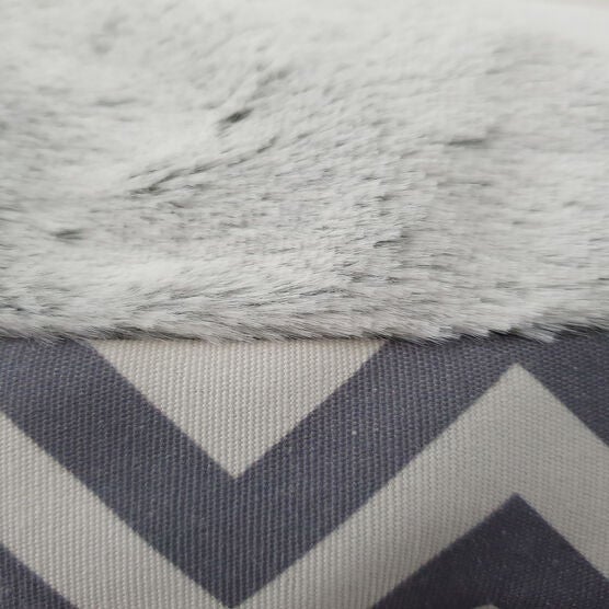 Chevron poly-cotton bolster with detachable faux fur cushion Large Size, , alternate image number null