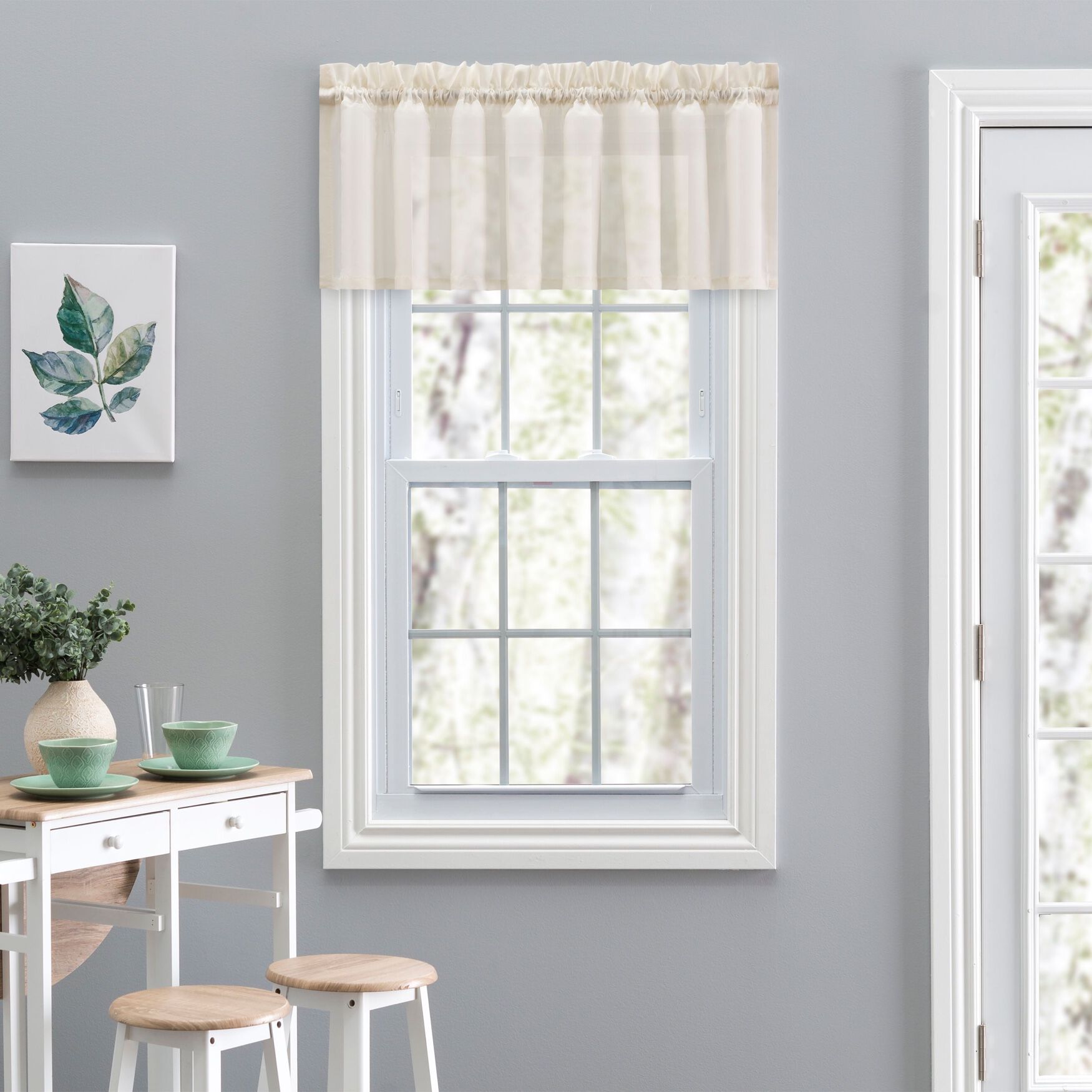 Cotton Voile Tailored Valance, NATURAL, hi-res image number 0
