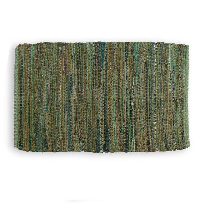 Multi Olive Green Rag Rug 50X80Cm, GREEN, hi-res image number 0