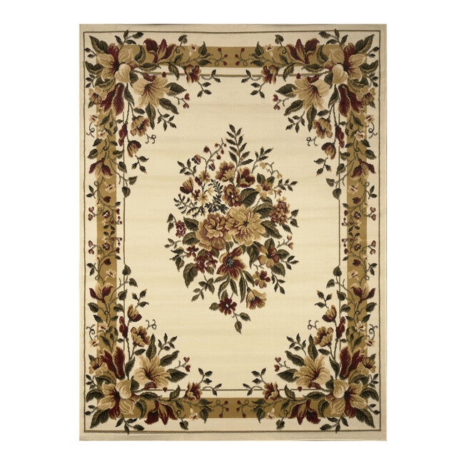 Optimum Floral Bouquet Rug, 5 feet 2 inchesx7 feet 2 inches, IVORY FLORAL, hi-res image number 0