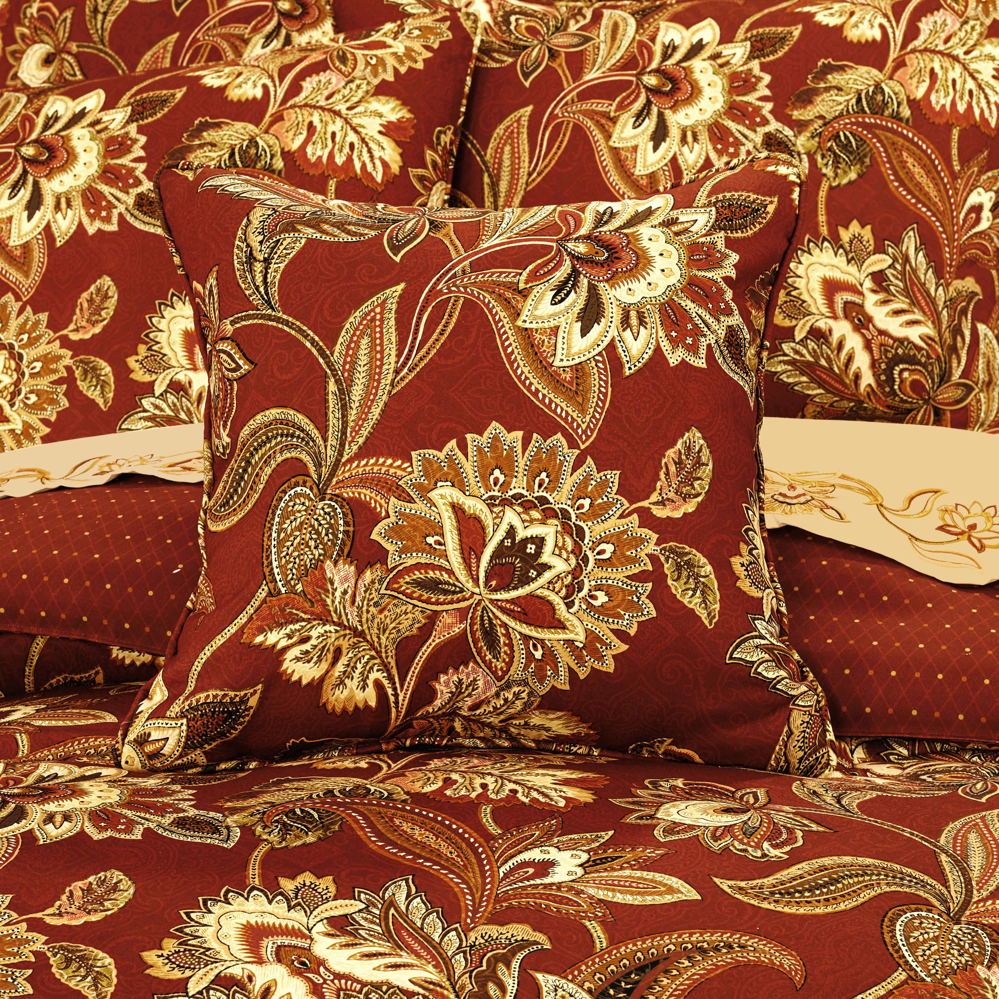 Montecito Red 16 Inch Square Decorative Throw Pillow, RED, alternate image number 1