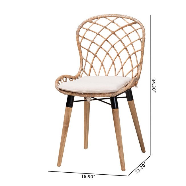 Sabelle Modern Bohemian Black Finished Rattan And Metal Dining Chair, , alternate image number 14