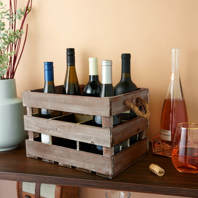 Wooden 6-Bottle Crate, , on-hover image number null