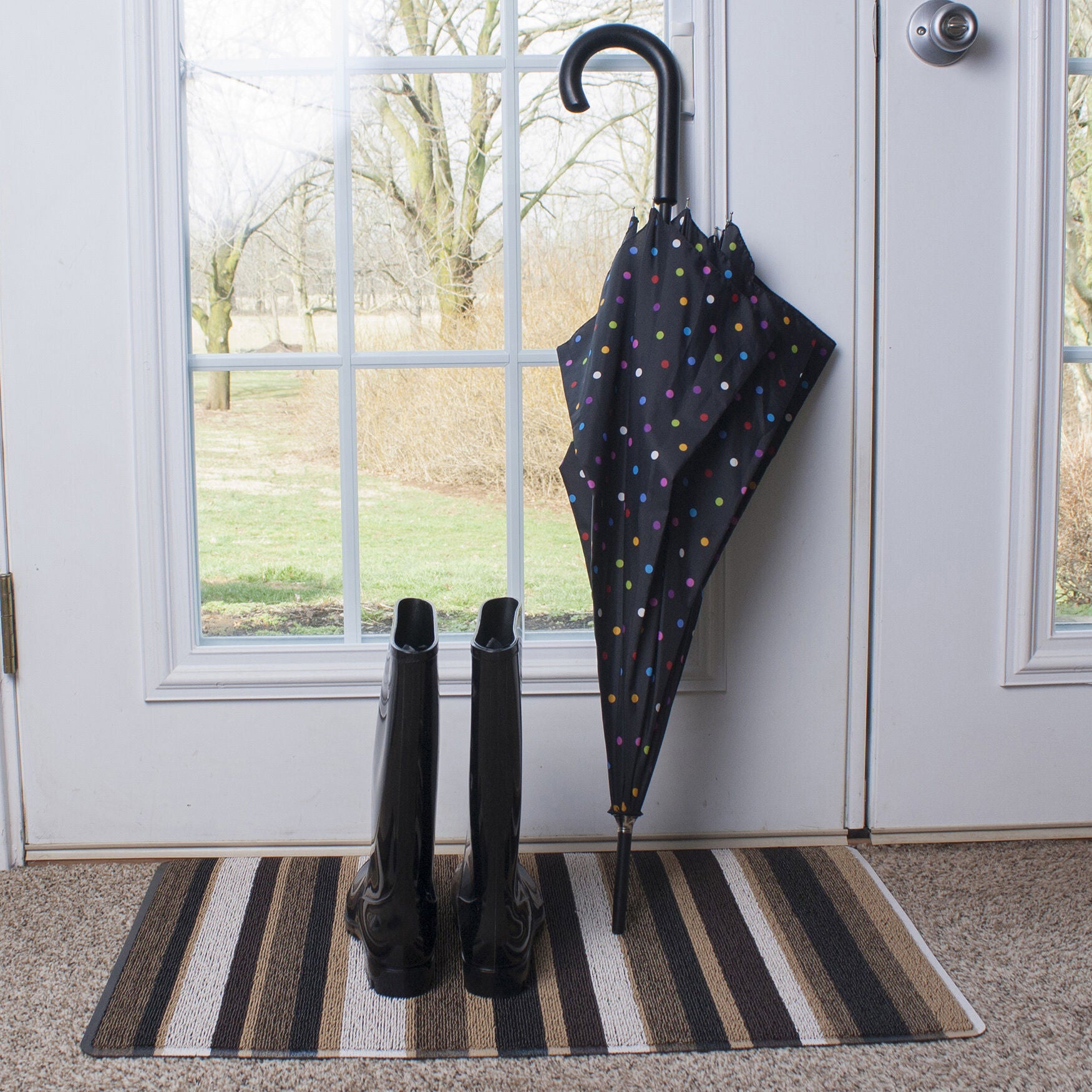 Striped Tufted Indoor Outdoor Floor Mat Floor Mat, , alternate image number 4