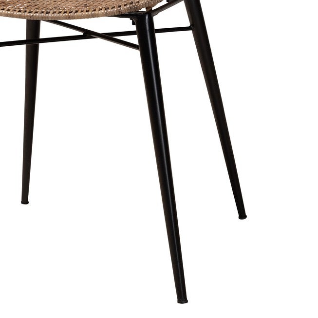 Ballerina Modern Bohemian Greywashed Rattan And Natural Brown Finished Wood 2-Piece Dining Chair Set, , alternate image number 11