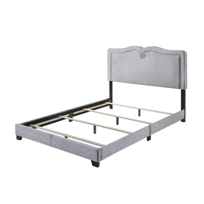 Queen Bed, GRAY VELVET, hi-res image number 0