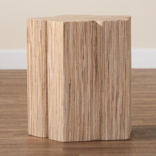 Janeth Bohemian Woven Grasscloth End Table, NATURAL, alternate image number null