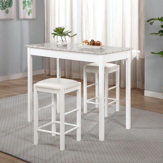 3 Pc Tavern Set With Faux Marble Top, , alternate image number null