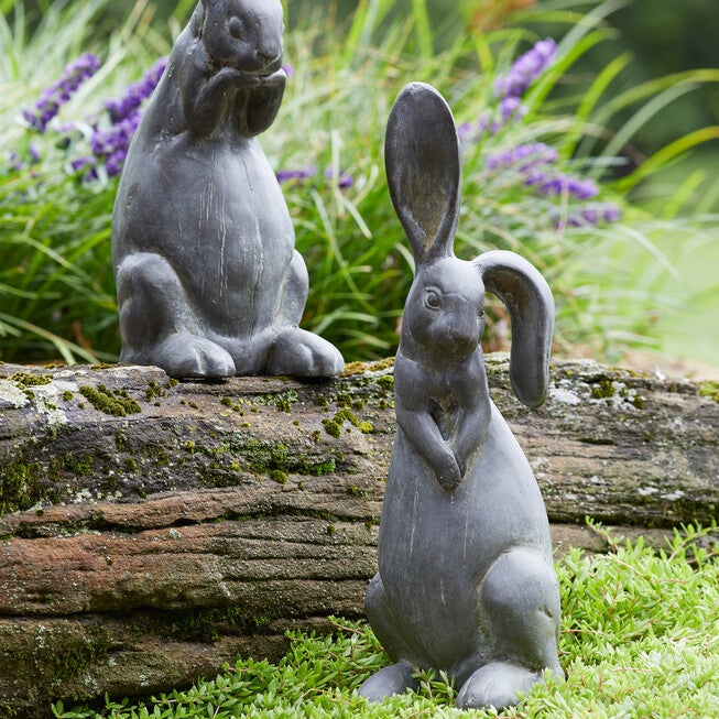 Long Ear Stone Rabbit Garden Statue (Set Of 2), , on-hover image number null