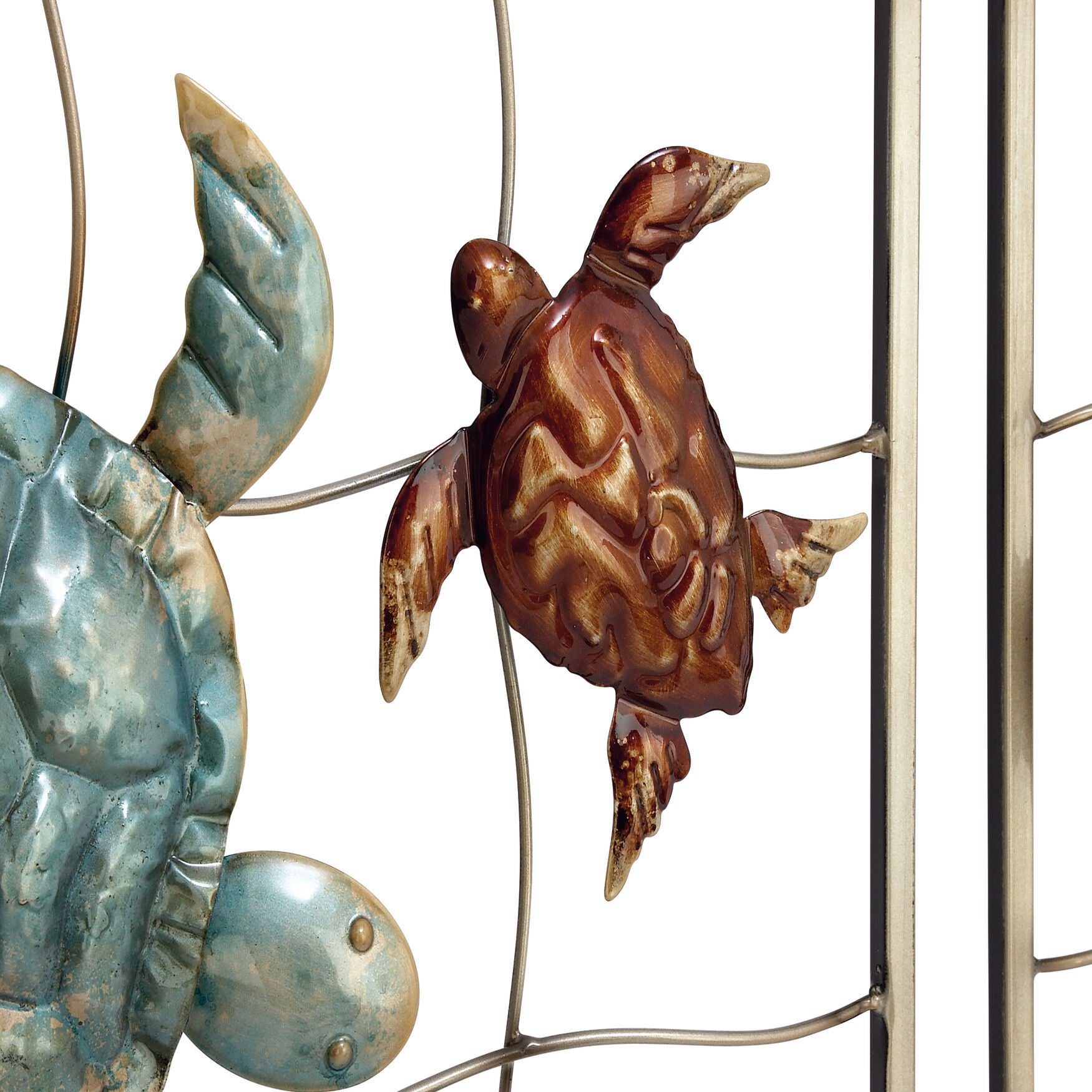 Set Of 2 Gold Metal Coastal Sea Life Wall Decor, , alternate image number 2