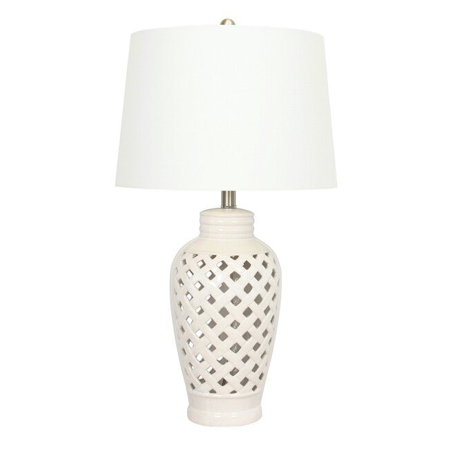 26 inches White Ceramic Table Lamp, , on-hover image number null