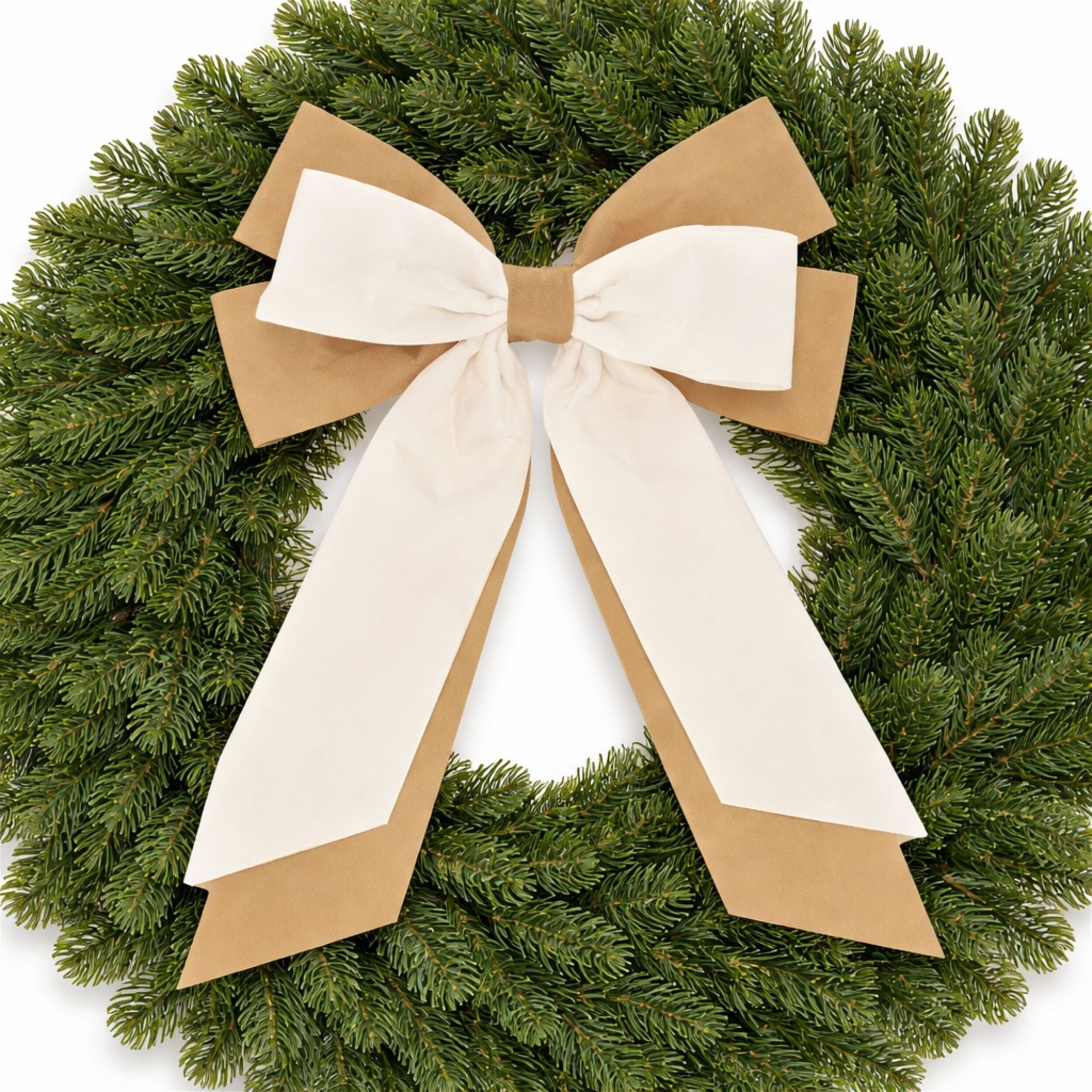Double Bow Ornament (Set of 2), CREAM TAN, alternate image number 1