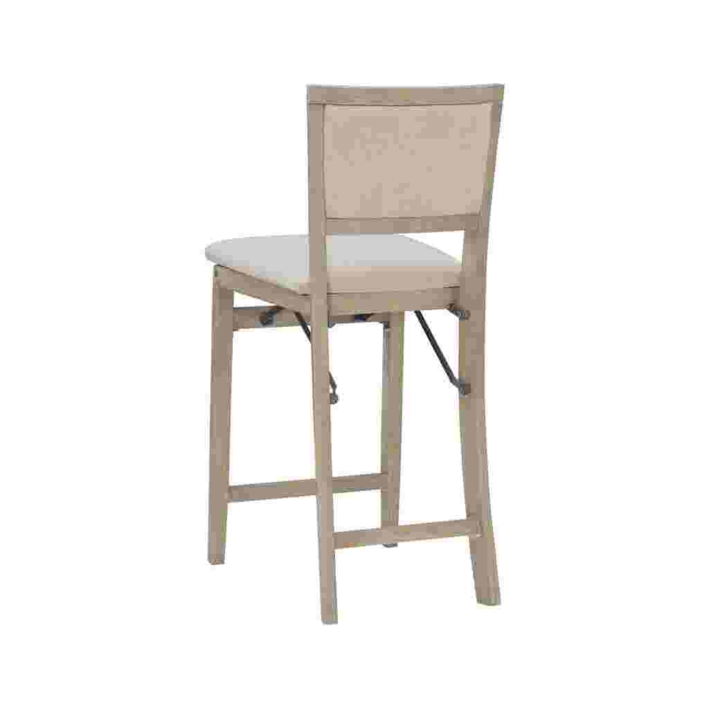 Rear view of a grey wash folding counter stool