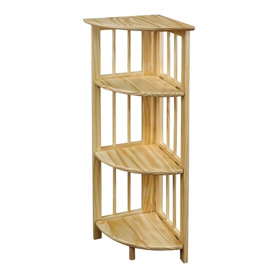 4-Shelf Corner Folding Bookcase-Natural, , alternate image number null