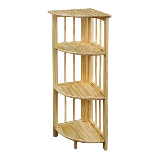 4-Shelf Corner Folding Bookcase-Natural, , alternate image number 4