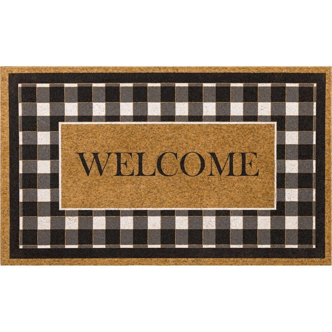 Fall Welcome Check Door Mat, NATURAL, hi-res image number null