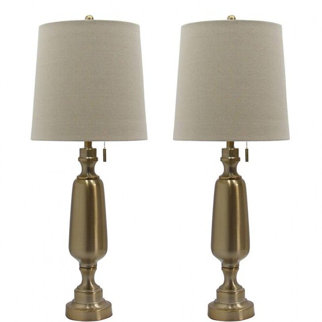 Antique Brass Metal 30.5 inches Table Lamp, Set 2, , on-hover image number 1