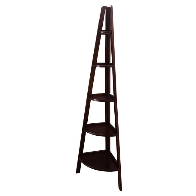 5-Shelf Corner Ladder Bookcase-Espresso, , alternate image number 4