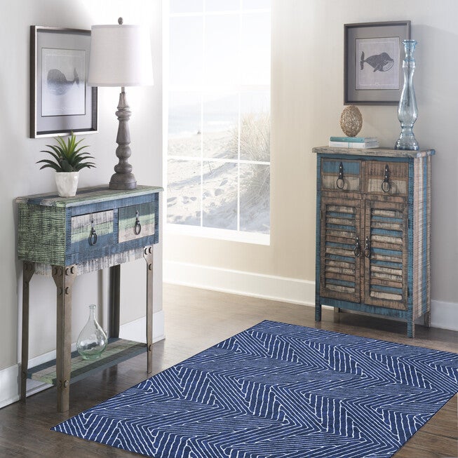 Washable Fuller Blue/Ivory Rug, , alternate image number null