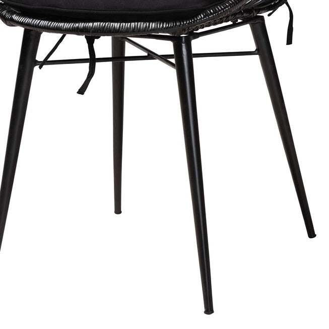 Sabelle Modern Bohemian Black Finished Rattan And Metal Dining Chair, , alternate image number 4