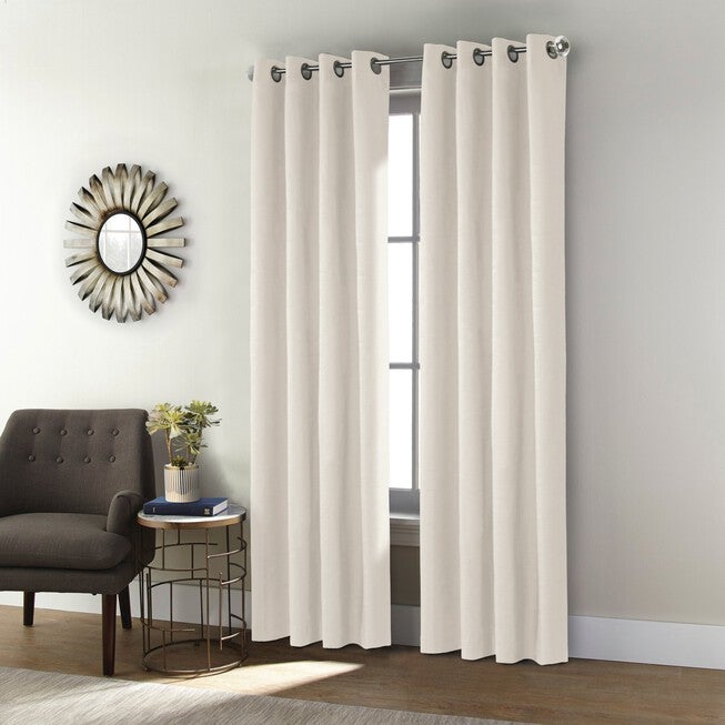 Thermaplus Shadow Indoor Single Grommet Curtain Panel, WHITE, hi-res image number 0
