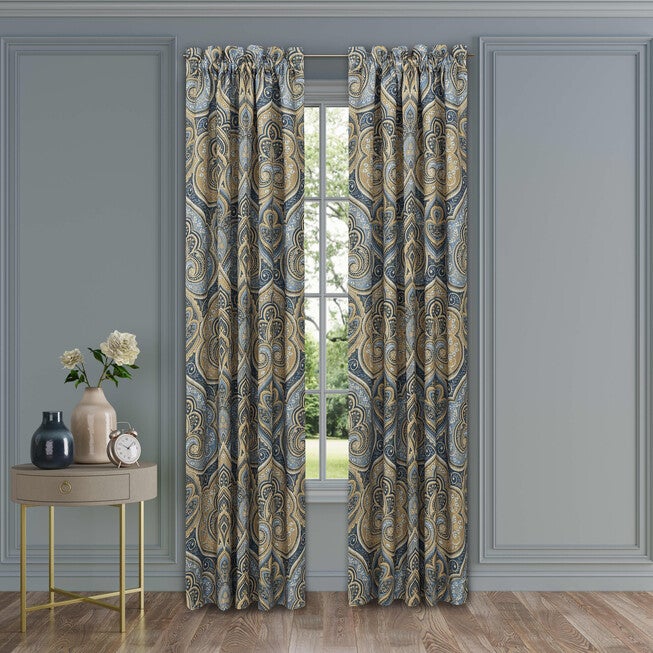 Messina Navy 84 Inch Window Panel Pair, NAVY, alternate image number 1