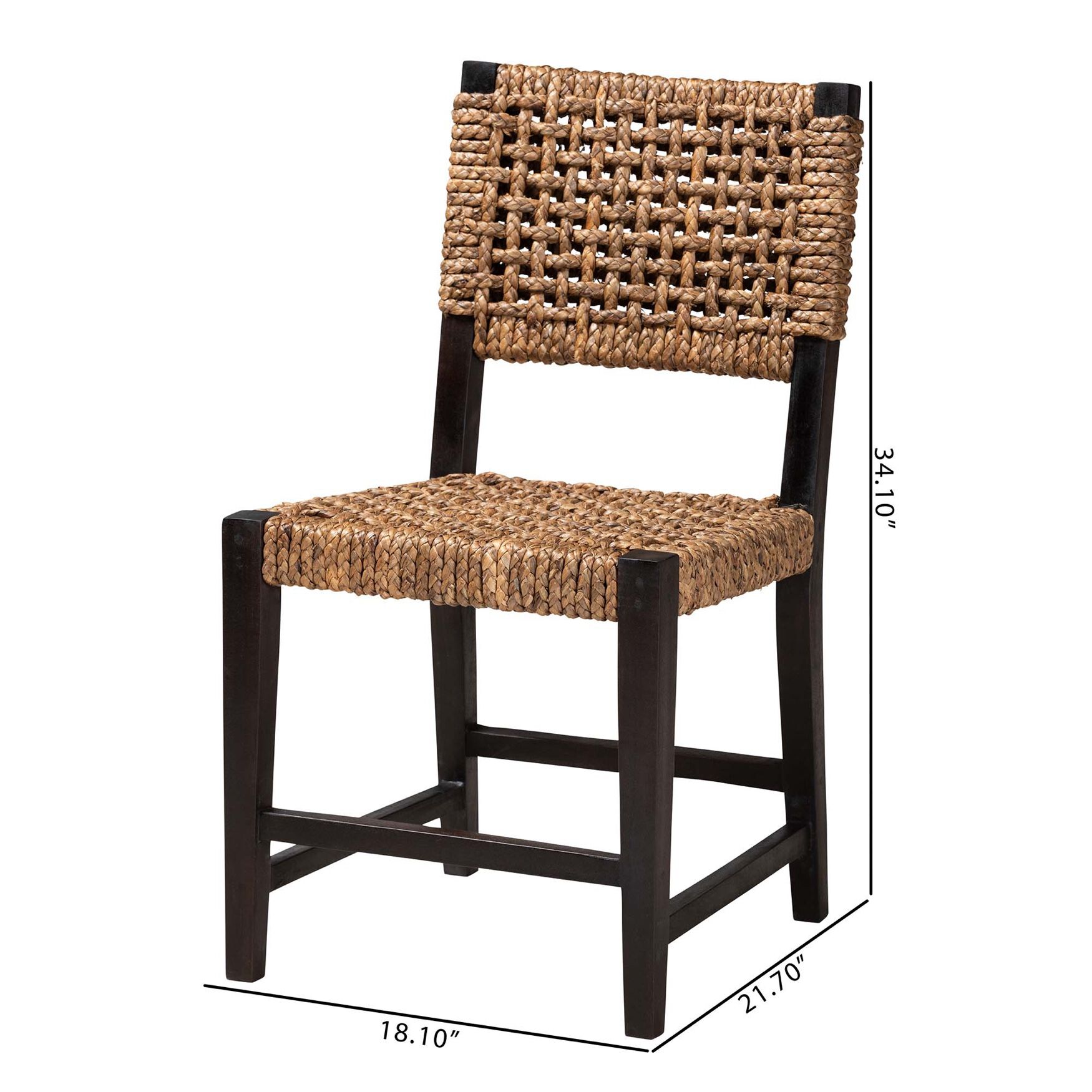 Alise Modern Bohemian Dark Brown Mahogany Wood and Seagrass Dining Chair, , alternate image number 15