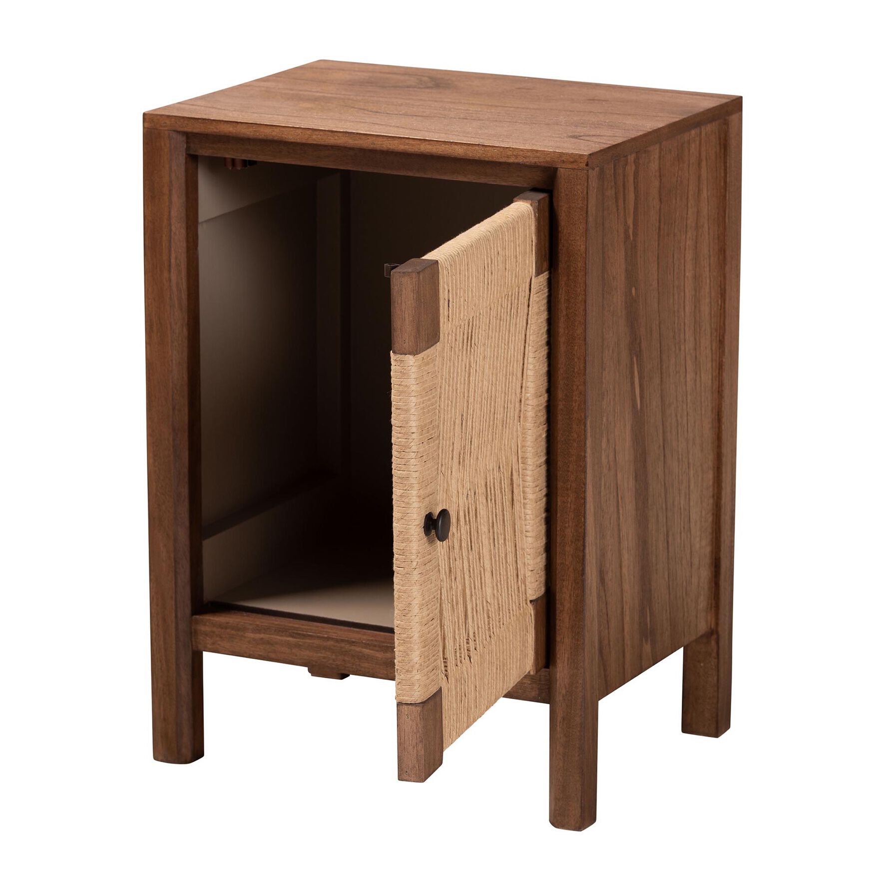Holitz Modern Bohemian Walnut Brown Finished Bayur Wood Nightstand, , on-hover image number 1