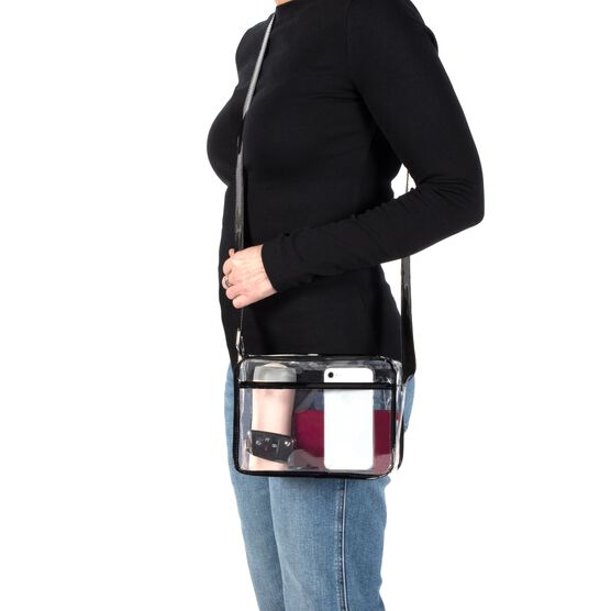 Crossbody Bag Purse With Pocket, Clear/Black, , alternate image number null