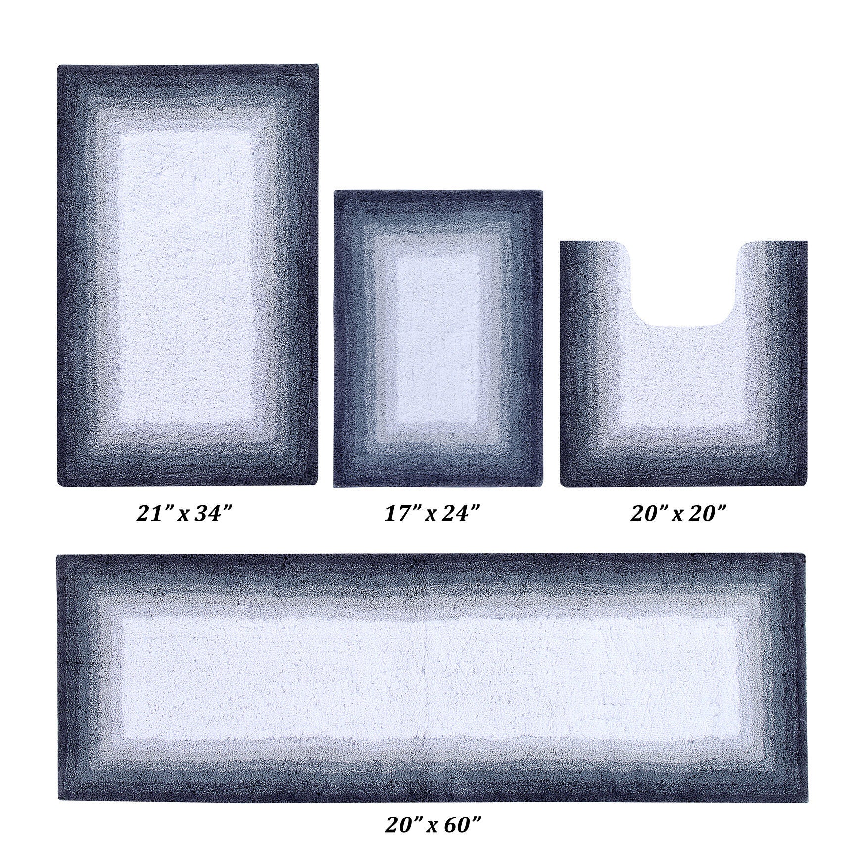 Torrent Border Bath Rug Mat, 4 Pc Set, (17 inches X 24 inches | 20 inches X 20 inches | 21 inches X 32 inches | 20 inches X 60 inches), GRAY, hi-res image number 0